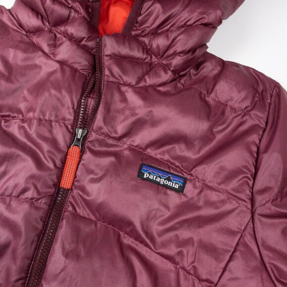 Patagonia Hi-Loft Down Sweater Hoody Jacket Girl's Large 12 Youth Burgundy 68212 - Picture 5 of 16